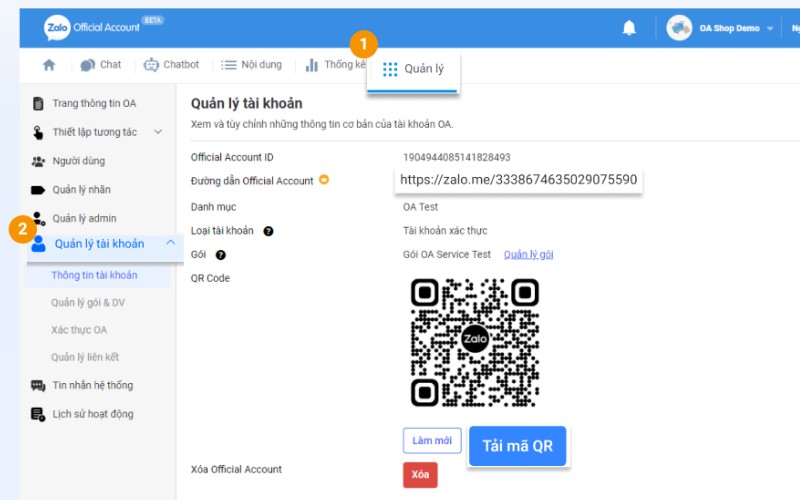 Cách lấy mã QR Zalo Page