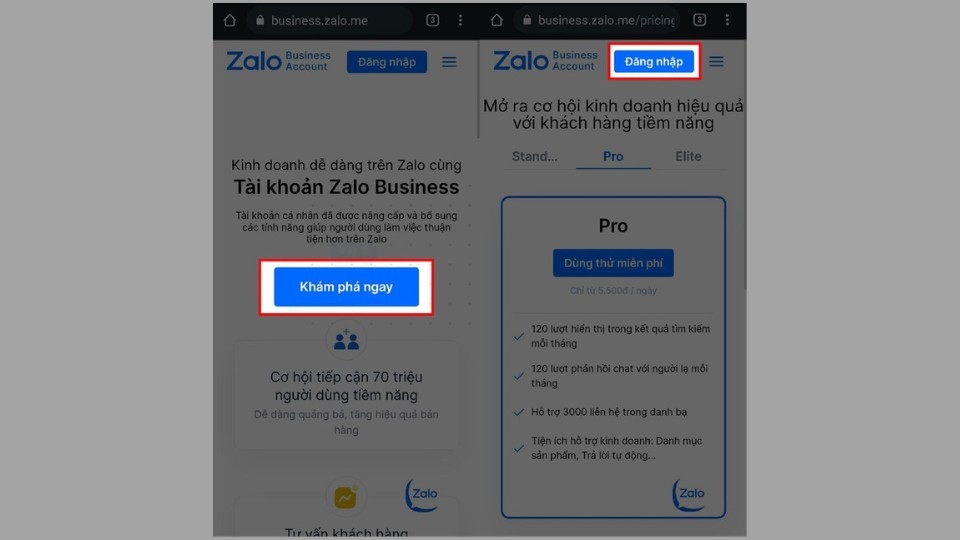 Cách nâng cấp Zalo Business trên Điện thoại 1