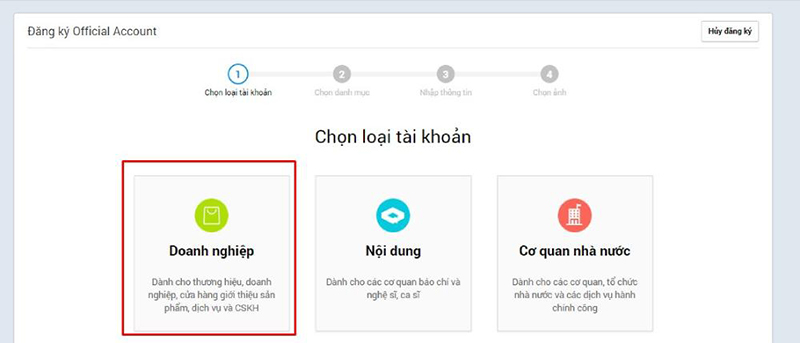 Chọn “Tạo Official Account mới”