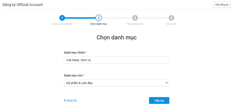 Chọn loại “Danh mục bán hàng”