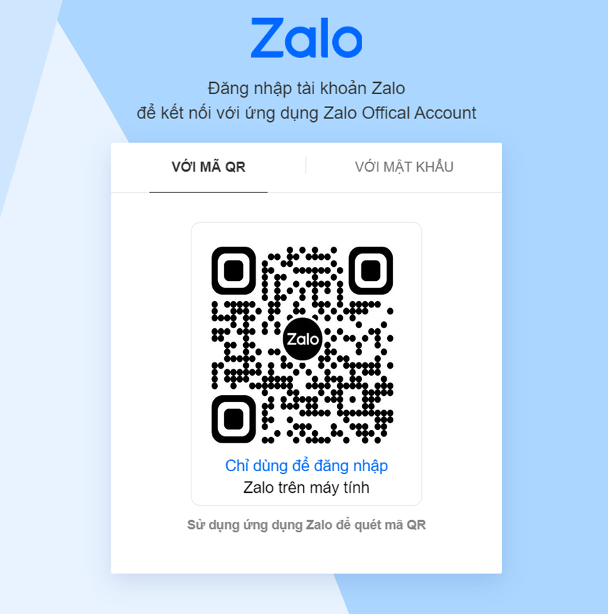 Mã QR code để quét đăng nhập Zalo OA