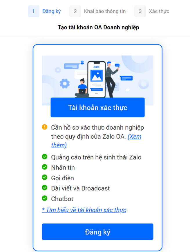 Đăng ký Zalo Oa Doanh Nghiệp - bước 4