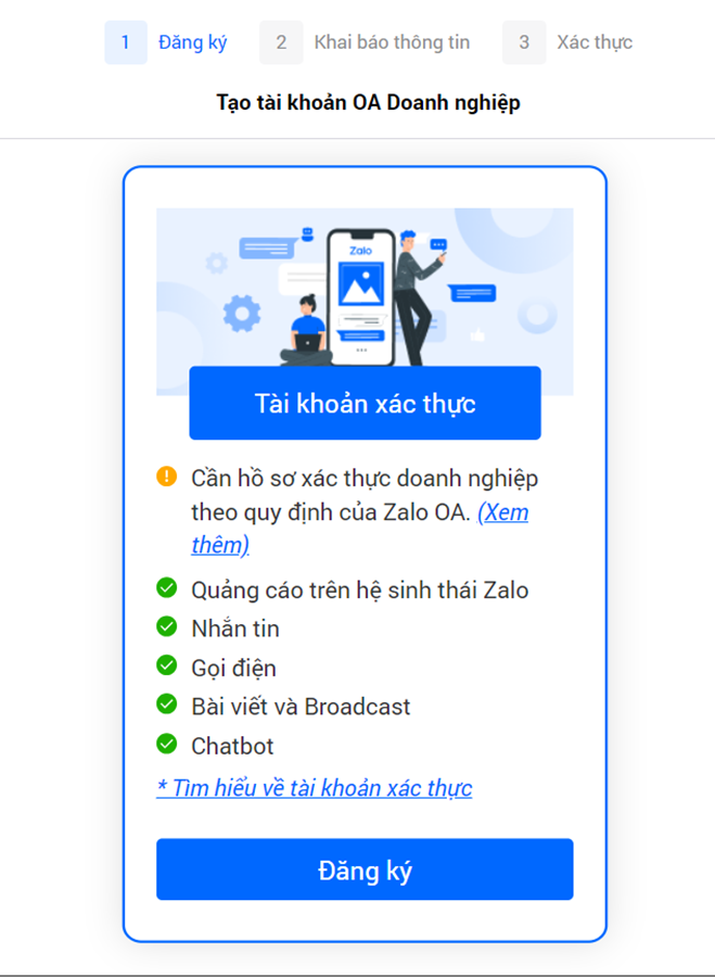 Đăng ký Zalo Oa Doanh Nghiệp - bước 4