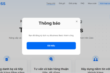 Thông báo đã đăng ký dùng thử zBusiness thành công 