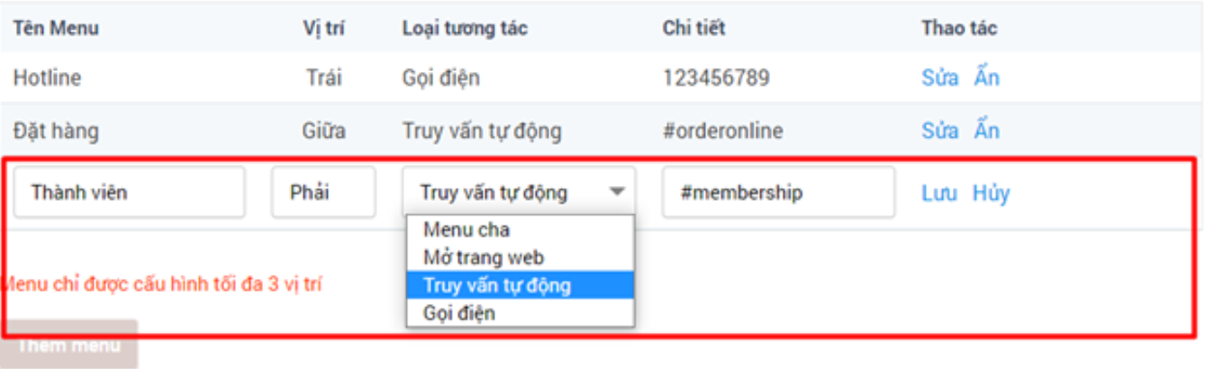 Giao diện thiết lập đăng ký thành viên