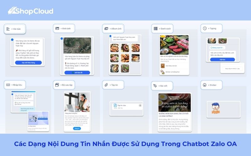 Các Dạng Nội Dung Tin Nhắn Được Sử Dụng Trong Chatbot Zalo OA